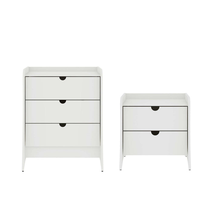 Coney Mid-Century Modern 2-Piece Dresser Set in White 