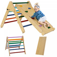 Qaba Pikler Triangle Set, Climbing Toys For Toddlers With Ramp, 3 In 1 Climbing Toys Indoor Baby Jun