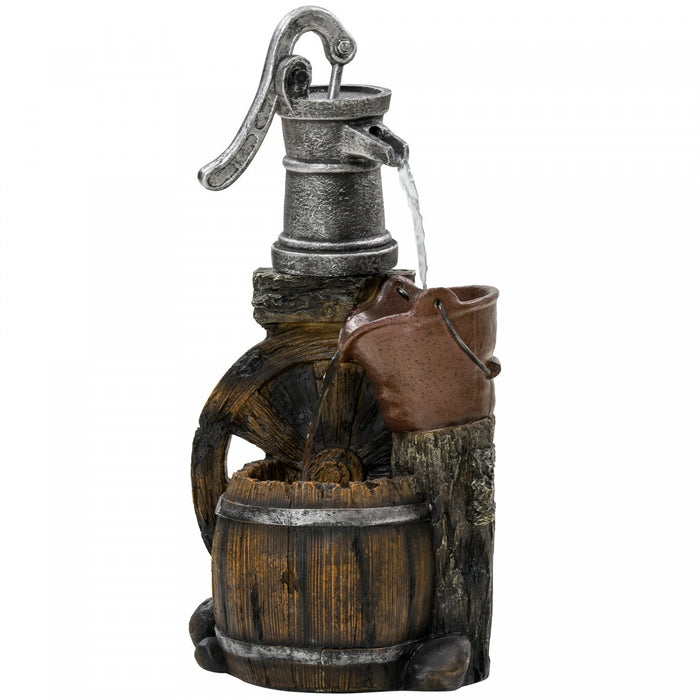 Outsunny Old Fashion Pump Outdoor Waterfall Fountain Garden Water Feature