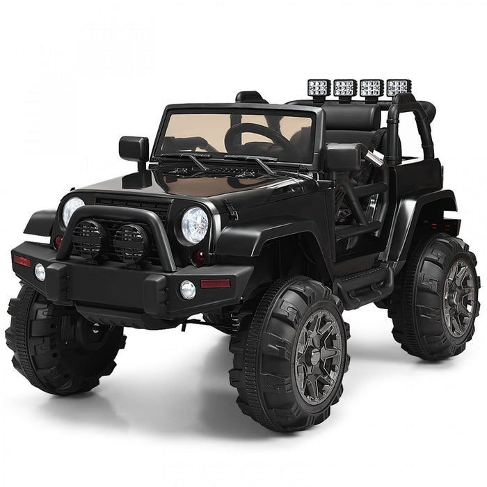 Costway 12v Kids Ride On Truck Car W/ Remote Control Mp3 Music Led Lights Black