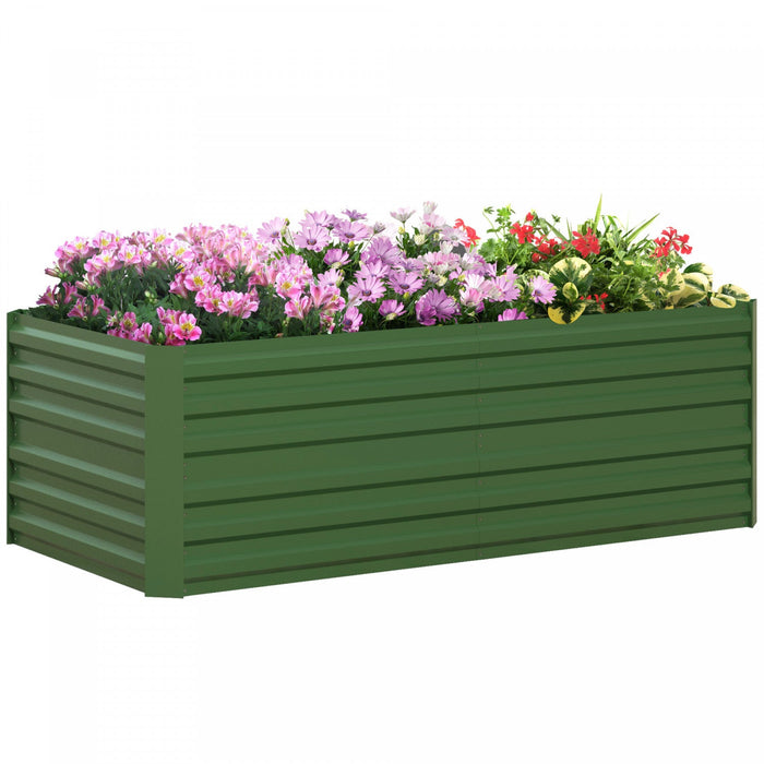 Outsunny Raised Garden Bed, 71\" X 35\" X 23\" Galvanized Steel Planters For Outdoor Plants With Multi-