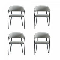 Belle Modern Metal Upholstered Dining Chair in Stone Gray - Set of 4 