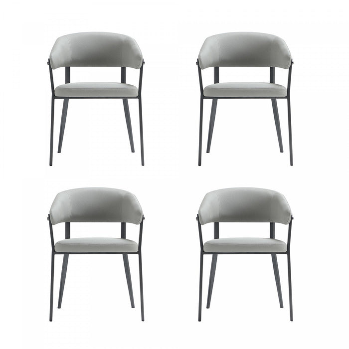 Belle Modern Metal Upholstered Dining Chair in Stone Gray - Set of 4 