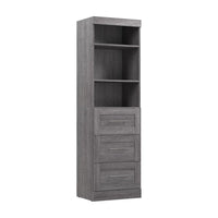 Bestar Pur 25 W Closet Organizer with Drawers - Bark Grey
