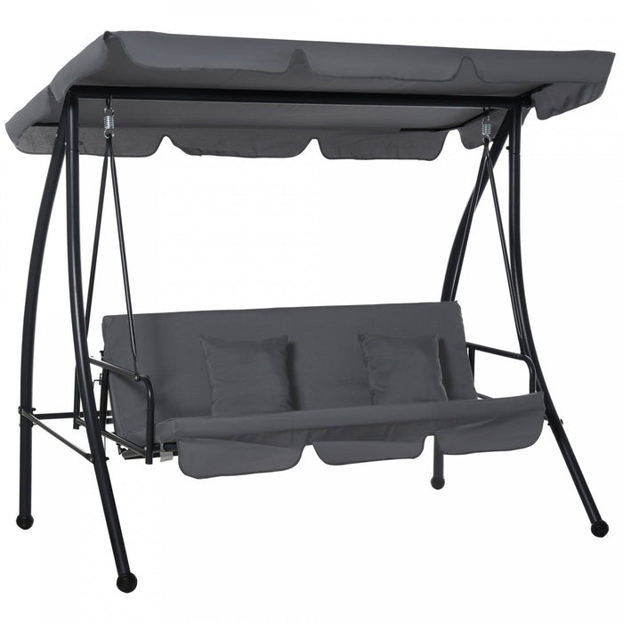Outsunny Patio Swing Chair, 3 Person Convertible Hammock, Outdoor Lounge Bed, Cushioned With Tilt Ca