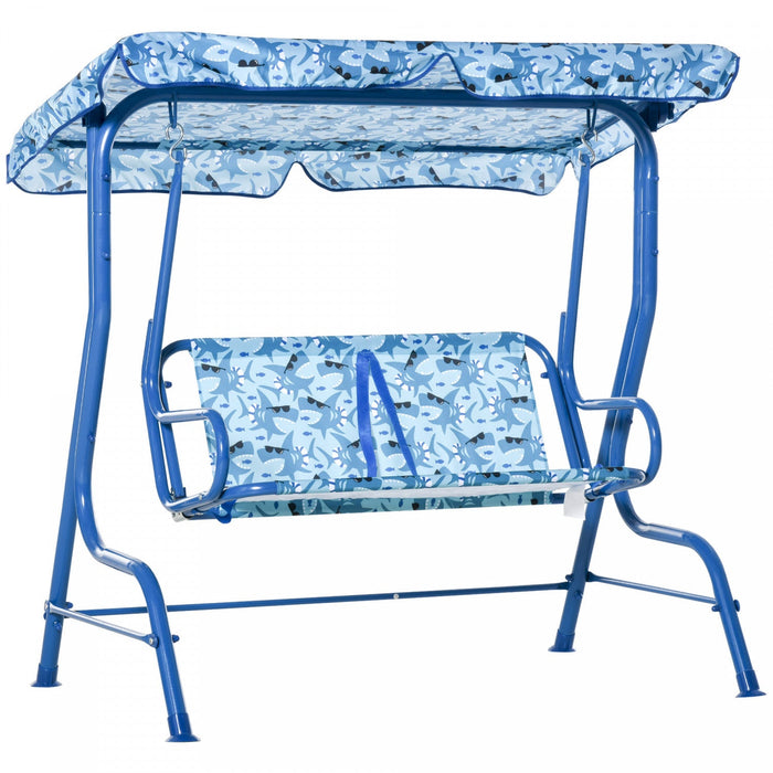 Outsunny 2-seat Kids Porch Swing Chair, Children Outdoor Patio Furniture Lounge Chair For Garden, Wi