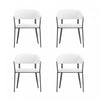 Belle Modern Metal Upholstered Dining Chair in White - Set of 4 