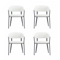 Belle Modern Metal Upholstered Dining Chair in White - Set of 4 