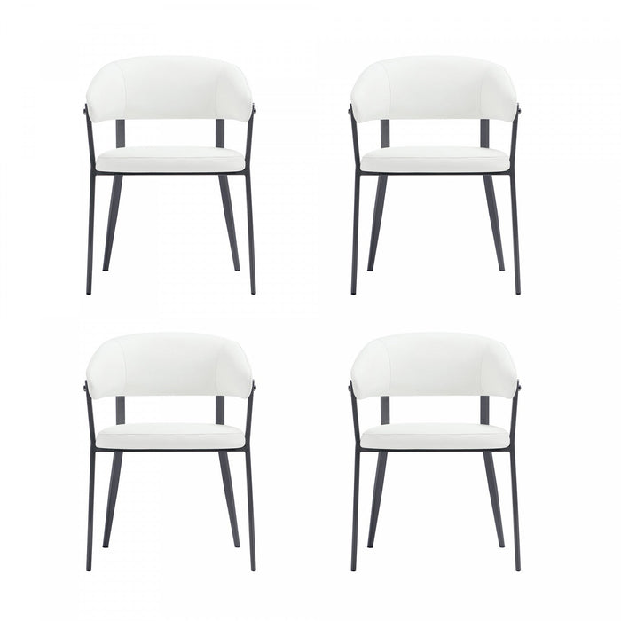 Belle Modern Metal Upholstered Dining Chair in White - Set of 4 