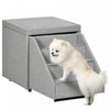 Pawhut 2 In 1 Dog Stairs Ottoman, Multi-purpose Pet Stair With Storage For Small Medium Dogs Cats, N