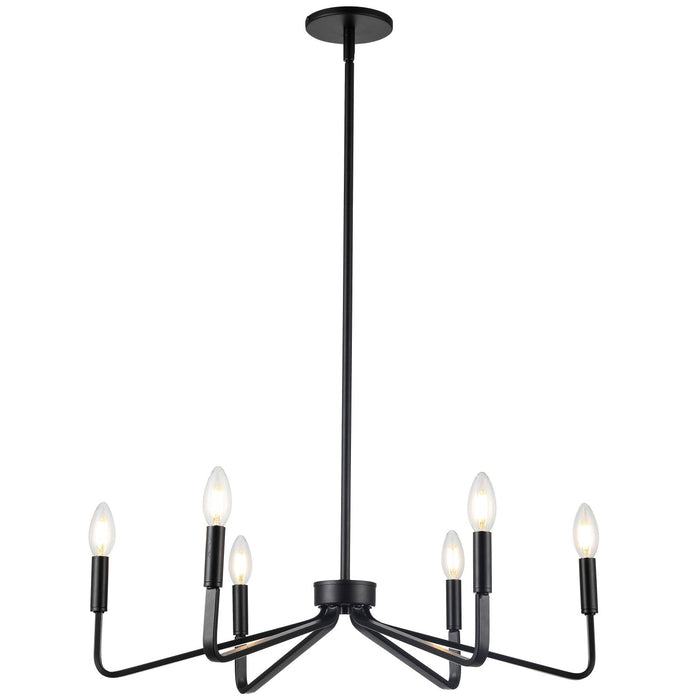 Dainolite Clayton 6 Light Chandelier Matte Black Lamp