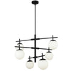 Dainolite Caelia 6 Light Chandelier Matte Black White Opal Glass Lamp
