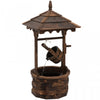 Outdoor Wooden Wishing Well Fountain With Hanging Barrel, 47.25\" Tall Rustic Waterfall Fountain With