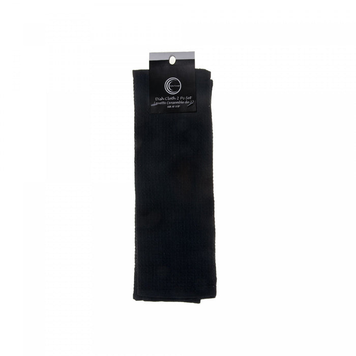 Waffle Dish Cloth 2-Piece Black - Set of 6