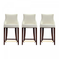 Shubert Modern Wood Upholstered Counter Stool in Ivory - Set of 3 