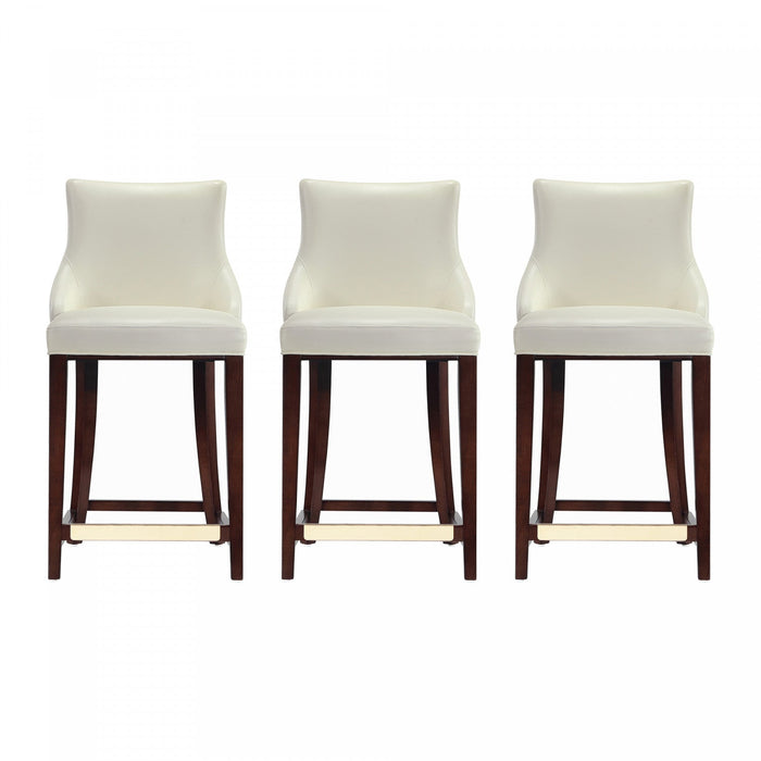 Shubert Modern Wood Upholstered Counter Stool in Ivory - Set of 3 