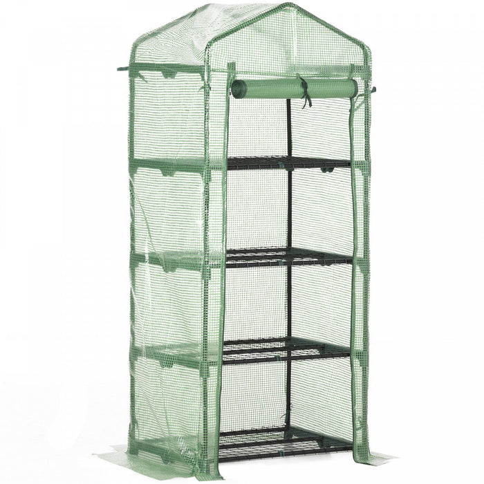Outsunny 28\" X 20\" X 63\" Portable Greenhouse With 4 Tier Shelves Outdoor Hot House Plant Flower Gree