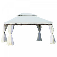 Outsunny 13' X 10' Outdoor Patio Gazebo Canopy With 2-tier Polyester Roof, Vented Mesh Sidewall & St