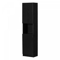 Liora 2-door Narrow Bookcase - Black Oak 