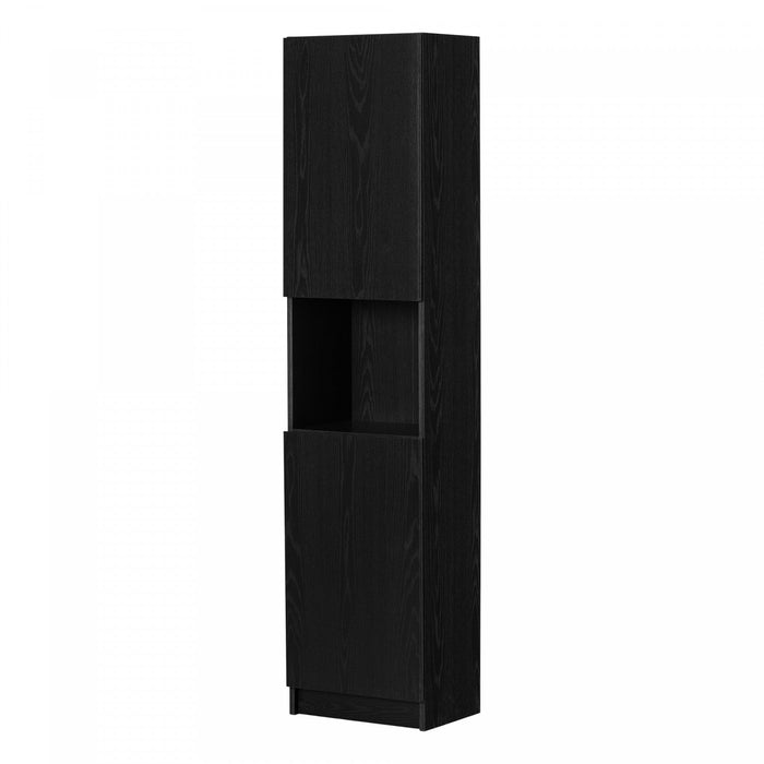 Liora 2-door Narrow Bookcase - Black Oak 