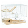 Pawhut Hamster Cage, Transparent Small Animal House With Deep Bottom, Wooden Ramp, Hut, Bathroom And Exercise Wheel For Hamster And Gerbil, 23.2" L X 14" W X 18.5" H, Single Hut
