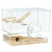 Pawhut Hamster Cage, Transparent Small Animal House With Deep Bottom, Wooden Ramp, Hut, Bathroom And Exercise Wheel For Hamster And Gerbil, 23.2
