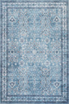 Aqua Green Flora Washable Non-slip Low Pile Area Rug 5'x7' 