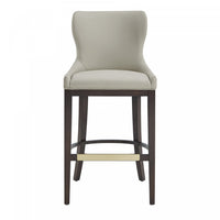 Blair Modern Wood Upholstered Barstool in Stone 