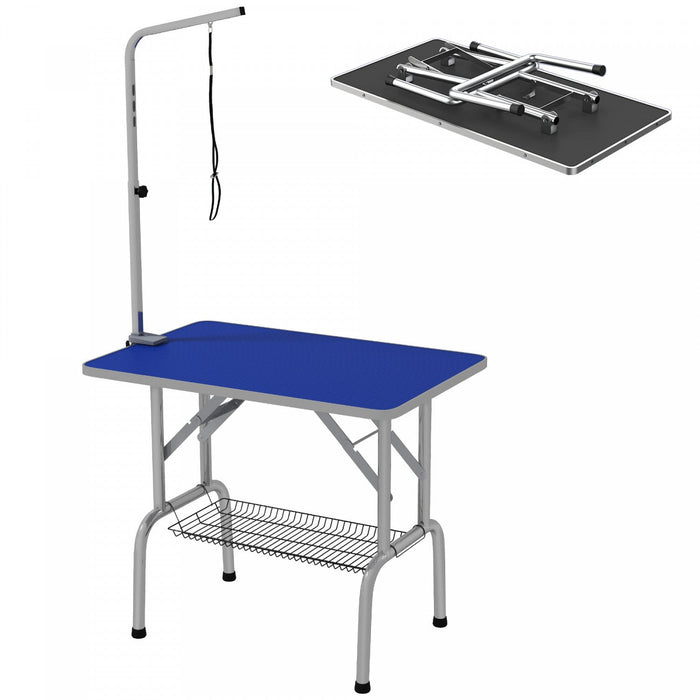 Pawhut Dog Grooming Table With Adjustable Grooming Arm, Pet Grooming Table For Dogs With Storage She
