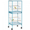 Pawhut 55.1\" 2 In 1 Bird Cage Aviary Parakeet House For Finches, Budgies With Wheels, Slide-out Tray