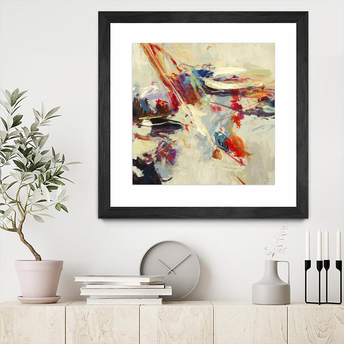 \"Positive Energy I\" Matted and Framed Black 36x36 Wall Art