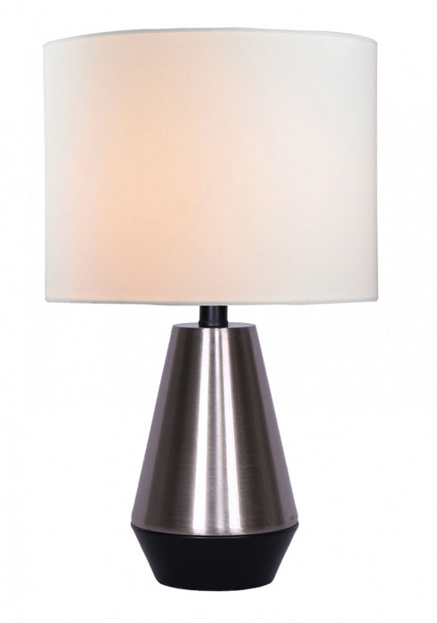 26\" Matte Black and Brushed Steel Accented Table Lamp