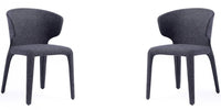 Manhattan Comfort Set of 2 Conrad Modern Woven Tweed Dining Chairs - Black