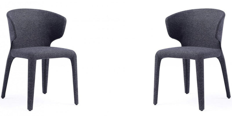 Manhattan Comfort Set of 2 Conrad Modern Woven Tweed Dining Chairs - Black