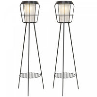 Outsunny Set Of 2 LED Garden Lights Solar Or Usb Rechargeable Lamp Set