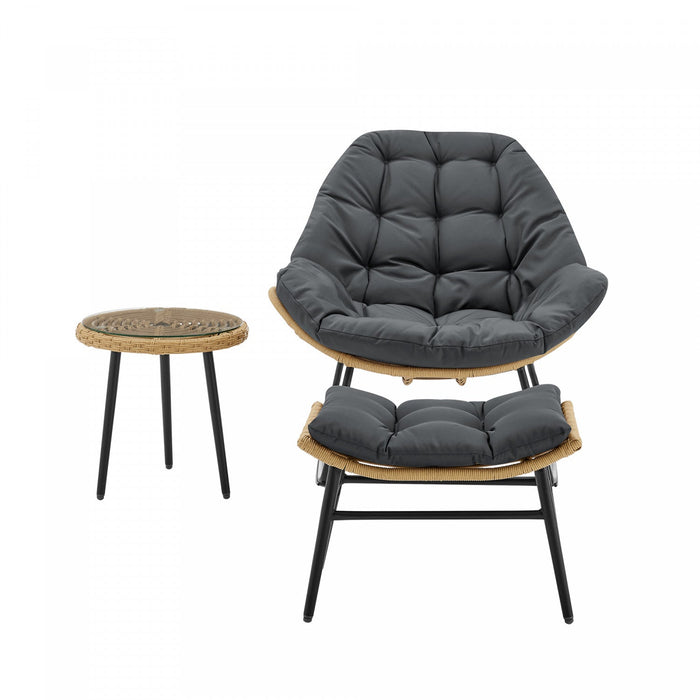 Benson Modern 3-Piece Lounge Chair Set in Gray 