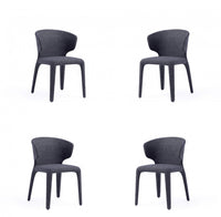 Conrad Mid-Century Modern Upholstered Dining Chair in Black - Set of 4 