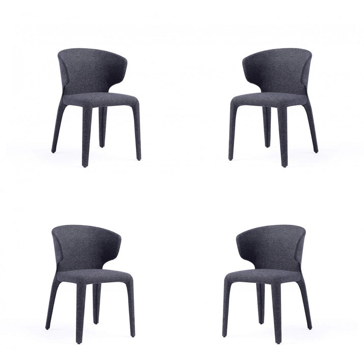 Conrad Mid-Century Modern Upholstered Dining Chair in Black - Set of 4 