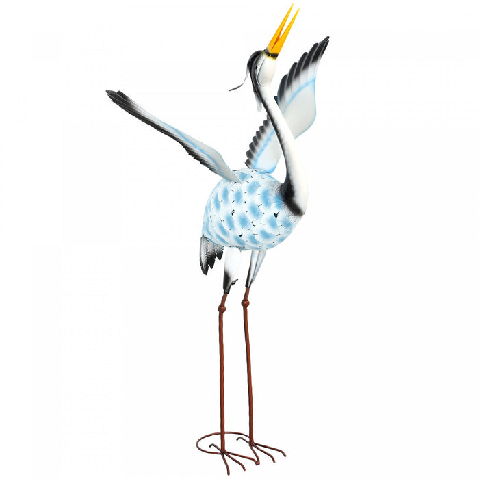 Outsunny Flying Crane Garden Statue, 42.5" Standing Steel Lawn Ornament