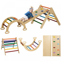 Qaba Pikler Triangle Set, 5 In 1 Climbing Toys For Toddlers, Indoor Baby Jungle Gym With Ladder, Ram