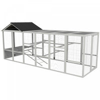 Pawhut Outdoor Wooden Chicken Coop With Run, Ramps, Perches, Storage, Backyard Hen House With Combin