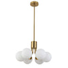 Dainolite Amanda 6 Light Pendant Aged Brass Finish White Opal Glass Lamp