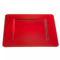 Charger Plate Square Beaded Red 13 x 13 - Set of 2 Dinnerware
