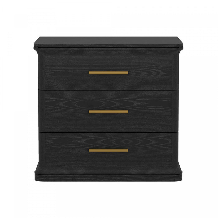 Clifford Traditional Nightstand in Black (3-Drawer) 