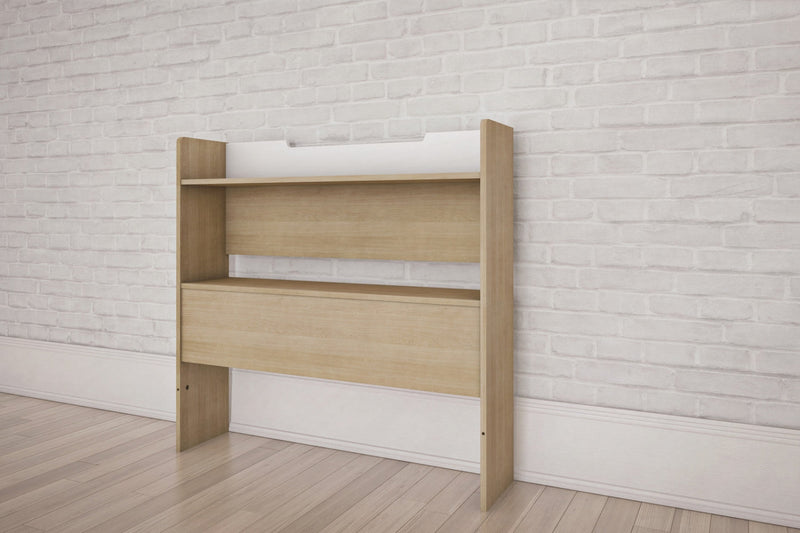 Nordika Twin Bookcase Headboard - White/Natural Maple 