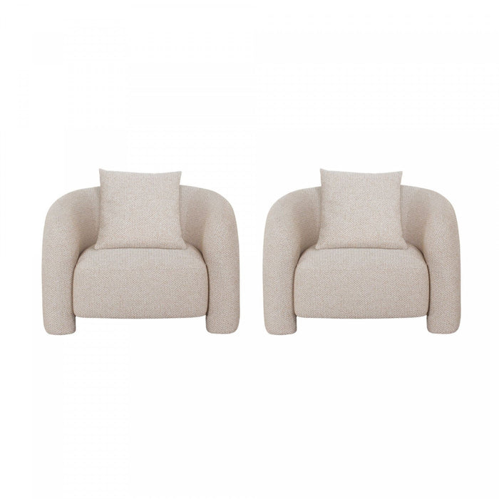 Sylvia Modern Glam Tweed Lounge Chair in Gold Dust - Set of 2 
