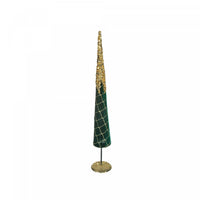 Green Velvet Standing Cone Tree with Gold Tip L Christmas Tree