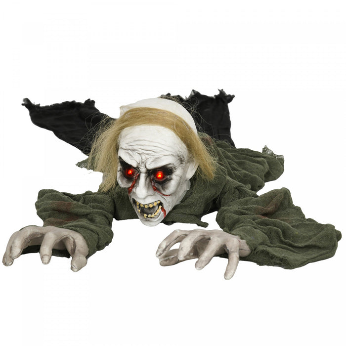Homcom 66" Halloween Outdoor Decoration Crawling Zombie, Sound Activated
