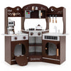 Honeyjoy Corner Kitchen Playset With Coffee Machine Oven Microwave Washing Machine Brown