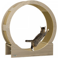 Pawhut 36 Inch Cat Wheel Exerciser For Indoor Cats, Cat Treadmill With Carpeted Runway And Brake, Cat Running Toy For Fitness & Healthy, Walnut